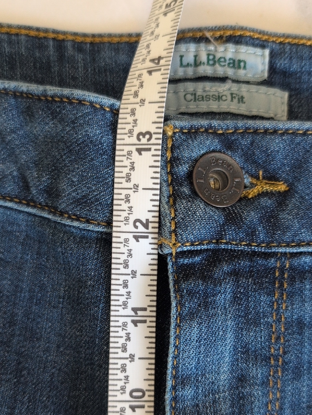 L.L. Bean Indigo Straight Jeans Plus Size Classic Timeless Retro Stonewashed - Picture 8 of 9